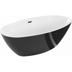 Luxury Eris szabadon álló fürdökád akril  180 x 95 cm, fehér/fekete,  leeresztö   fekete - 53441809575-B Térben álló kád Térben álló kád Luxury