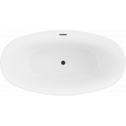 Luxury Eris szabadon álló fürdökád akril  180 x 95 cm, fehér/fekete,  leeresztö   fekete - 53441809575-B Térben álló kád