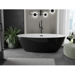 Luxury Eris szabadon álló fürdökád akril  180 x 95 cm, fehér/fekete,  leeresztö   fekete - 53441809575-B Térben álló kád