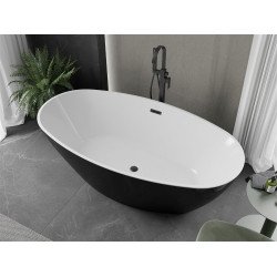 Luxury Eris szabadon álló fürdökád akril  180 x 95 cm, fehér/fekete,  leeresztö   fekete - 53441809575-B Térben álló kád