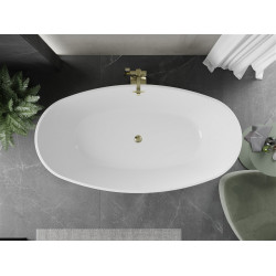 Luxury Eris szabadon álló fürdökád akril  180 x 95 cm, fehér/fekete,  leeresztö arany - 53441809575-G Térben álló kád