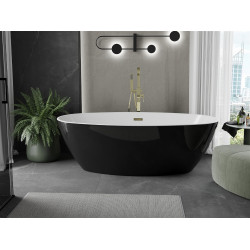 Luxury Eris szabadon álló fürdökád akril  180 x 95 cm, fehér/fekete,  leeresztö arany - 53441809575-G Térben álló kád Térben álló kád Luxury