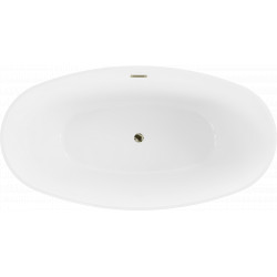 Luxury Eris szabadon álló fürdökád akril  180 x 95 cm, fehér/fekete,  leeresztö arany - 53441809575-G Térben álló kád