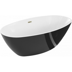 Luxury Eris szabadon álló fürdökád akril  180 x 95 cm, fehér/fekete,  leeresztö arany - 53441809575-G Térben álló kád Térben álló kád Luxury