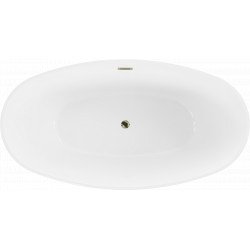 Luxury Eris szabadon álló fürdökád akril  180 x 95 cm, fehér/fekete,  leeresztö arany - 53441809575-G Térben álló kád