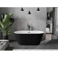 Luxury Flavia szabadon álló fürdökád akril  150 x 75 cm, fehér/fekete,  leeresztö   fekete - 54031507575-B Térben álló kád Térben álló kád Luxury