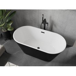 Luxury Flavia szabadon álló fürdökád akril  150 x 75 cm, fehér/fekete,  leeresztö   fekete - 54031507575-B Térben álló kád