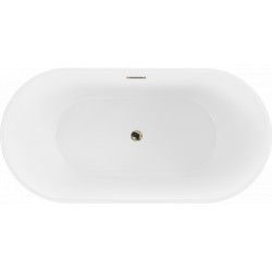 Luxury Flavia szabadon álló fürdökád akril  150 x 75 cm, fehér/fekete,  leeresztö arany - 54031507575-G Térben álló kád