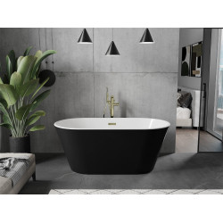 Luxury Flavia szabadon álló fürdökád akril  150 x 75 cm, fehér/fekete,  leeresztö arany - 54031507575-G Térben álló kád Térben álló kád Luxury