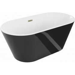 Luxury Flavia szabadon álló fürdökád akril  150 x 75 cm, fehér/fekete,  leeresztö arany - 54031507575-G Térben álló kád Térben álló kád Luxury