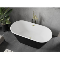 Luxury Flavia szabadon álló fürdökád akril  150 x 75 cm, fehér/fekete,  leeresztö arany - 54031507575-G Térben álló kád