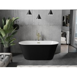 Luxury Flavia szabadon álló fürdökád akril  150 x 75 cm, fehér/fekete,  leeresztö arany - 54031507575-G Térben álló kád Térben álló kád Luxury
