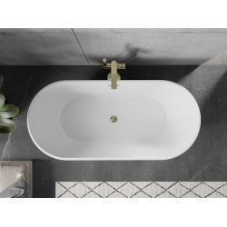 Luxury Flavia szabadon álló fürdökád akril  160 x 74 cm, fehér,  leeresztö arany - 54031608000-G Térben álló kád