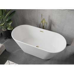 Luxury Flavia szabadon álló fürdökád akril  160 x 74 cm, fehér,  leeresztö arany - 54031608000-G Térben álló kád