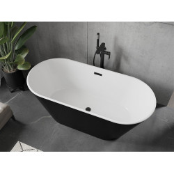 Luxury Flavia szabadon álló fürdökád akril  160 x 74 cm, fehér/fekete,  leeresztö   fekete - 54031608075-B Térben álló kád
