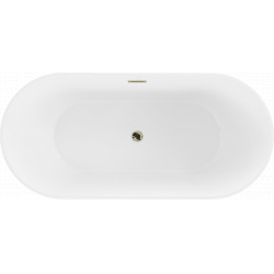 Luxury Flavia szabadon álló fürdökád akril  160 x 74 cm, fehér/fekete,  leeresztö arany - 54031608075-G Térben álló kád