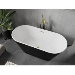 Luxury Flavia szabadon álló fürdökád akril  160 x 74 cm, fehér/fekete,  leeresztö arany - 54031608075-G Térben álló kád