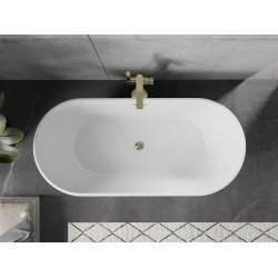 Luxury Flavia szabadon álló fürdökád akril  160 x 74 cm, fehér/fekete,  leeresztö arany - 54031608075-G Térben álló kád
