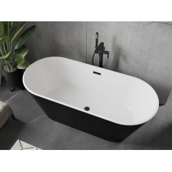 Luxury Flavia szabadon álló fürdökád akril  170 x 75 cm, fehér/fekete,  leeresztö   fekete - 54031708075-B Térben álló kád