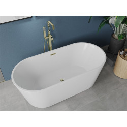 Luxury Luna szabadon álló fürdökád akril  150 x 75 cm, fehér,  leeresztö arany - 52031507500-G Térben álló kád