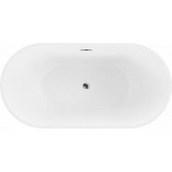 Luxury Luna szabadon álló fürdökád akril  150 x 75 cm, fehér/fekete,  leeresztö  króm - 52031507575 Térben álló kád