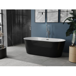 Luxury Luna szabadon álló fürdökád akril  150 x 75 cm, fehér/fekete,  leeresztö  króm - 52031507575 Térben álló kád Térben álló kád Luxury