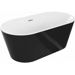 Luxury Luna szabadon álló fürdökád akril  150 x 75 cm, fehér/fekete,  leeresztö  króm - 52031507575 Térben álló kád Térben álló kád Luxury