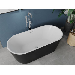 Luxury Luna szabadon álló fürdökád akril  150 x 75 cm, fehér/fekete,  leeresztö  króm - 52031507575 Térben álló kád
