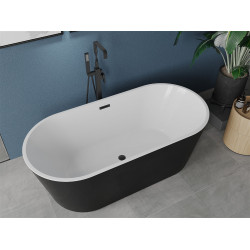 Luxury Luna szabadon álló fürdökád akril  150 x 75 cm, fehér/fekete,  leeresztö   fekete - 52031507575-B Térben álló kád