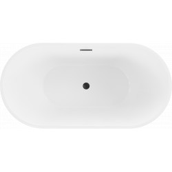 Luxury Luna szabadon álló fürdökád akril  150 x 75 cm, fehér/fekete,  leeresztö   fekete - 52031507575-B Térben álló kád