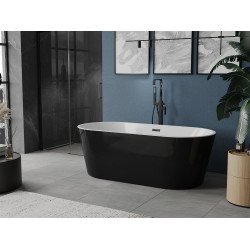 Luxury Luna szabadon álló fürdökád akril  150 x 75 cm, fehér/fekete,  leeresztö   fekete - 52031507575-B Térben álló kád