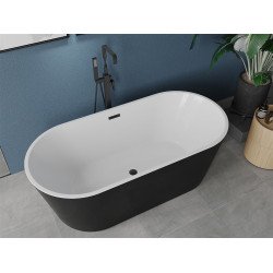 Luxury Luna szabadon álló fürdökád akril  150 x 75 cm, fehér/fekete,  leeresztö   fekete - 52031507575-B Térben álló kád