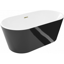 Luxury Luna szabadon álló fürdökád akril  150 x 75 cm, fehér/fekete,  leeresztö arany - 52031507575-G Térben álló kád Térben álló kád Luxury