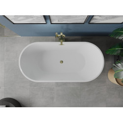Luxury Luna szabadon álló fürdökád akril  150 x 75 cm, fehér/fekete,  leeresztö arany - 52031507575-G Térben álló kád