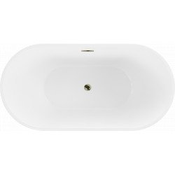 Luxury Luna szabadon álló fürdökád akril  150 x 75 cm, fehér/fekete,  leeresztö arany - 52031507575-G Térben álló kád