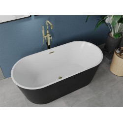 Luxury Luna szabadon álló fürdökád akril  170 x 80 cm, fehér/fekete,  leeresztö arany - 52031708075-G Térben álló kád