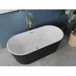 Luxury Luna szabadon álló fürdökád akril  170 x 80 cm, fehér/fekete,  leeresztö arany - 52031708075-G Térben álló kád