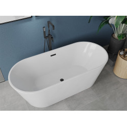Luxury Luna szabadon álló fürdökád akril  180 x 80 cm, fehér,  leeresztö   fekete - 52031808000-B Térben álló kád