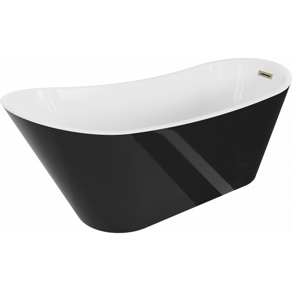 Luxury Alta szabadon álló fürdökád akril  170 x 75 cm, fehér/fekete,  leeresztö arany - 52141707575-G Térben álló kád