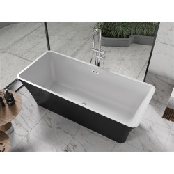 Luxury Tonia szabadon álló fürdökád akril  170 x 75 cm, fehér/fekete,  leeresztö  króm - 52171707575 Térben álló kád