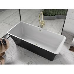 Luxury Tonia szabadon álló fürdökád akril  170 x 75 cm, fehér/fekete,  leeresztö arany - 52171707575-G Térben álló kád