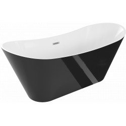 Luxury Celia szabadon álló fürdökád akril  170 x 75 cm, fehér/fekete,  leeresztö  króm - 52331707575 Térben álló kád Térben álló kád Luxury