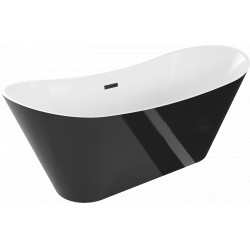 Luxury Celia szabadon álló fürdökád akril  170 x 75 cm, fehér/fekete,  leeresztö   fekete - 52331707575-B Térben álló kád Térben álló kád Luxury