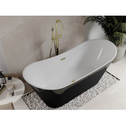 Luxury Celia szabadon álló fürdökád akril  170 x 75 cm, fehér/fekete,  leeresztö arany - 52331707575-G Térben álló kád