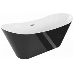 Luxury Celia szabadon álló fürdökád akril  170 x 75 cm, fehér/fekete,  leeresztö arany - 52331707575-G Térben álló kád Térben álló kád Luxury