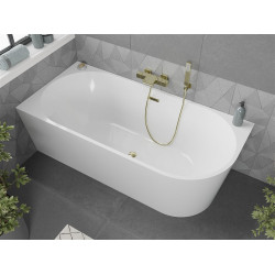 Luxury Mia szabadon álló fürdökád akril   balos 170 x 80 cm, fehér,  leeresztö arany - 52691708000L-G Térben álló kád