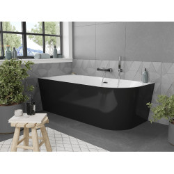 Luxury Mia szabadon álló fürdökád akril   balos 170 x 80 cm, fehér/fekete,  leeresztövel - 52691708075L  clic clak nélkül nél Térben álló kád Térben álló kád Luxury