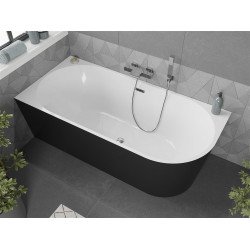 Luxury Mia szabadon álló fürdökád akril   balos 170 x 80 cm, fehér/fekete,  leeresztövel - 52691708075L  clic clak nélkül nél Térben álló kád