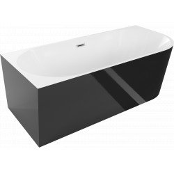 Luxury Mia szabadon álló fürdökád akril   balos 170 x 80 cm, fehér/fekete,  leeresztövel - 52691708075L  clic clak nélkül nél Térben álló kád Térben álló kád Luxury