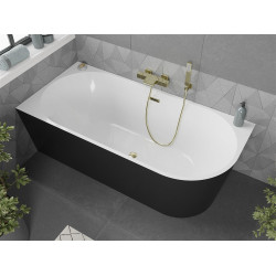 Luxury Mia szabadon álló fürdökád akril   balos 170 x 80 cm, fehér/fekete,  leeresztö arany - 52691708075L-G Térben álló kád